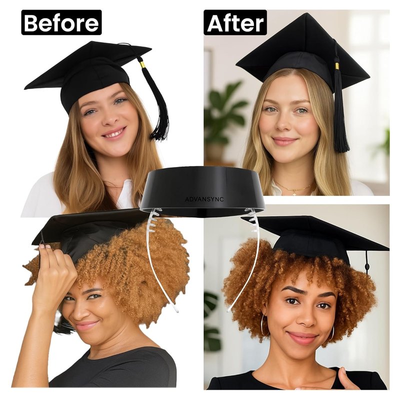 GradCapBand Deluxe Graduation Cap Headband - Stylish Black & Clear Design