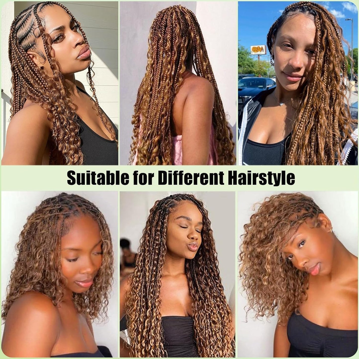 28 28 Inch Color 30 Boho Human Hair Light Brown Boho Hair For Braiding #30 Braids Deep Wave Color 30 Braids Brown Bulk Bohehemian Braiding 100g