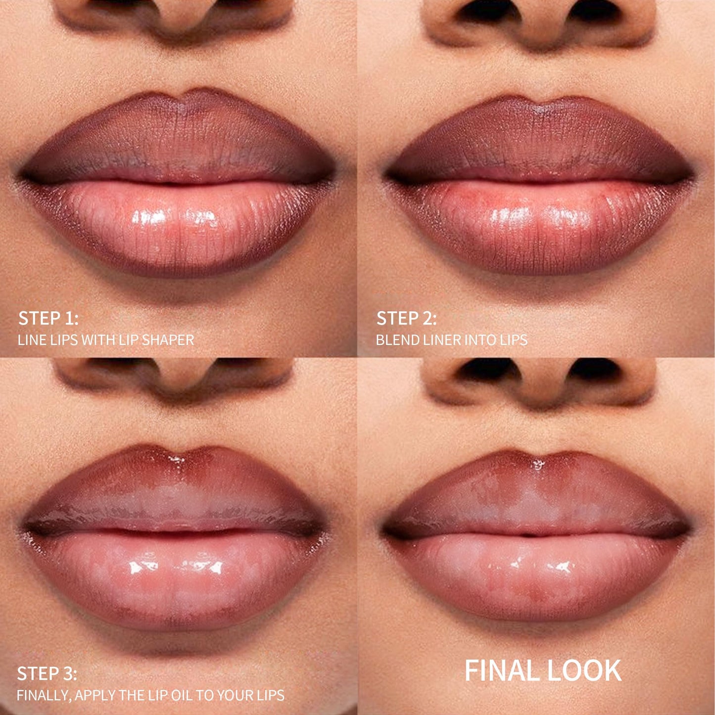 Beauty Glazed 2-in-1 Lip Stain & Plumping Lip Gloss – Lip Oils + Lip Liner Pencil Lip Combo for Fuller, Defined Lips – Long Lasting, Smudge-Proof, High-Shine Color (#06 Warm Cocoa Brown)