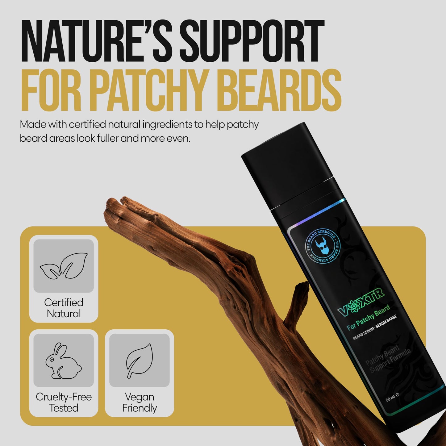 The Beard Struggle Voxtr Serum for Men - Lightweight Hydrating Facial Hair Grooming Formula with Hyaluronic Acid - Helps Improve Appearance of Fuller, Softer Facial Hair - Unscented 1.69 fl oz