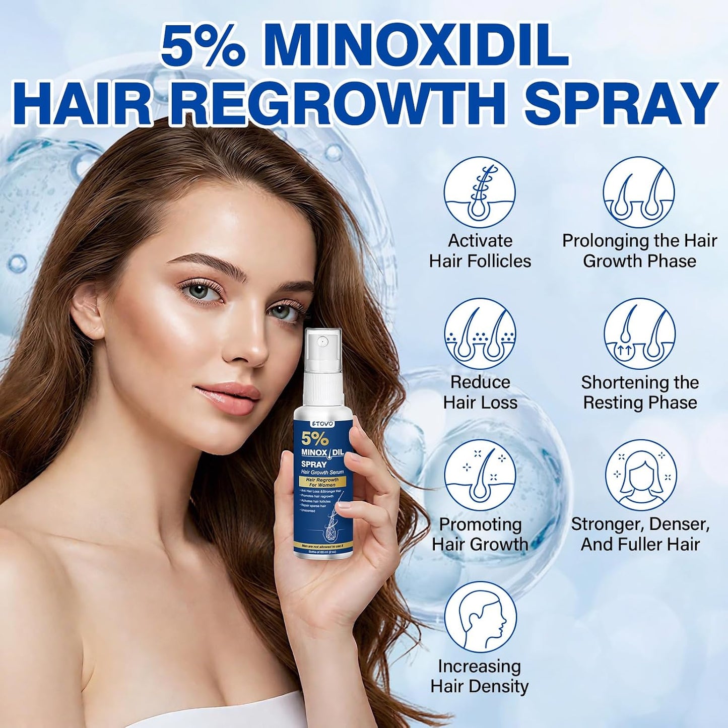5% Minoxidil Hair Growth Spray Serum for Women | Fast-Acting Formula