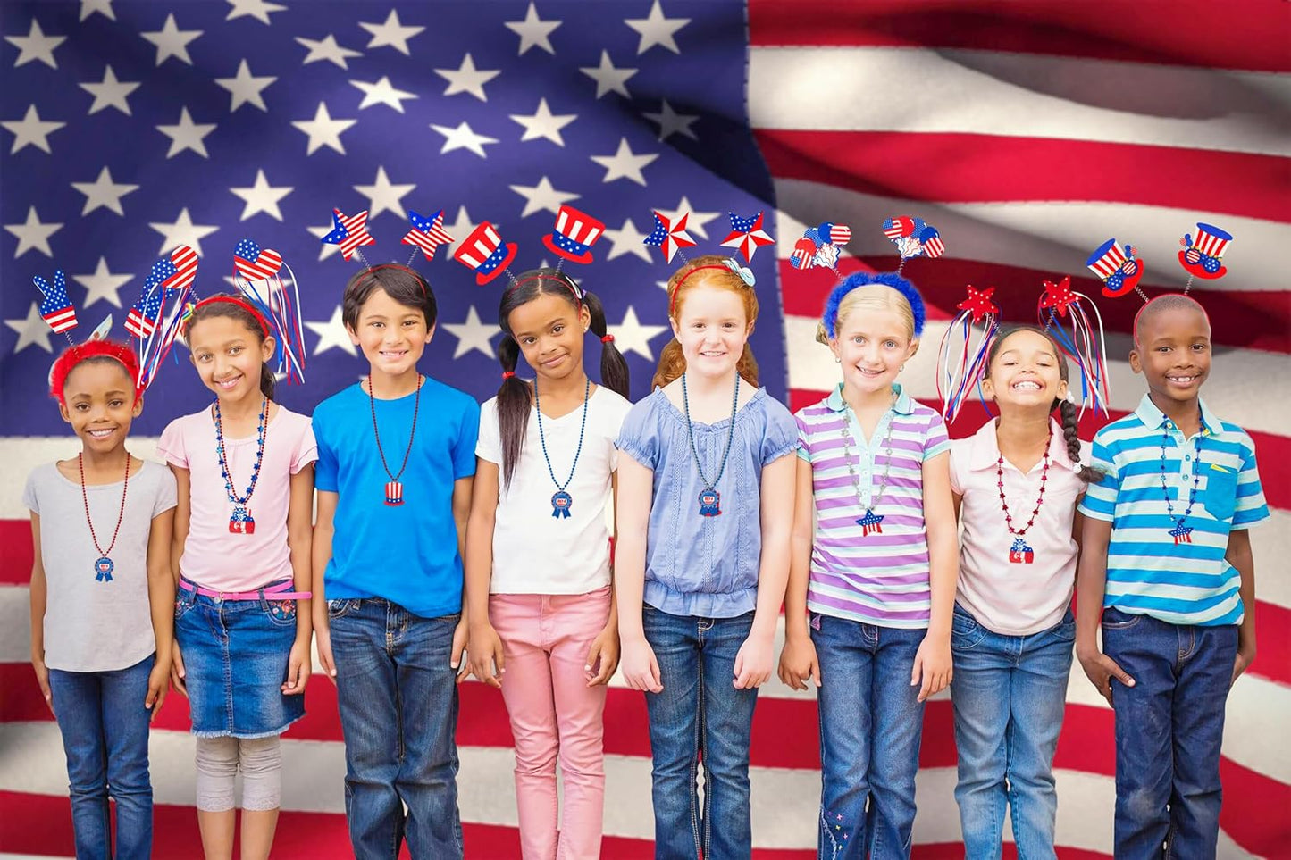 12PCS Patriotic Headbands for 4th of July | Red, White & Blue Party Accessories