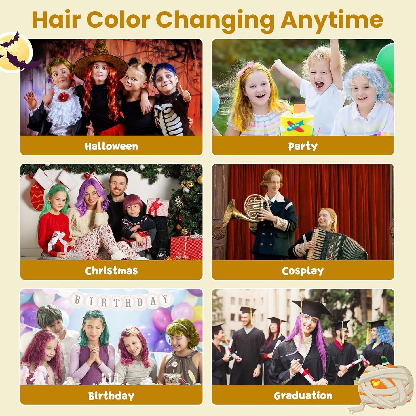 Temporary Gold Hair Color Wax - Washable Blonde Styling Gel for Kids | Ideal for Cosplay & Halloween