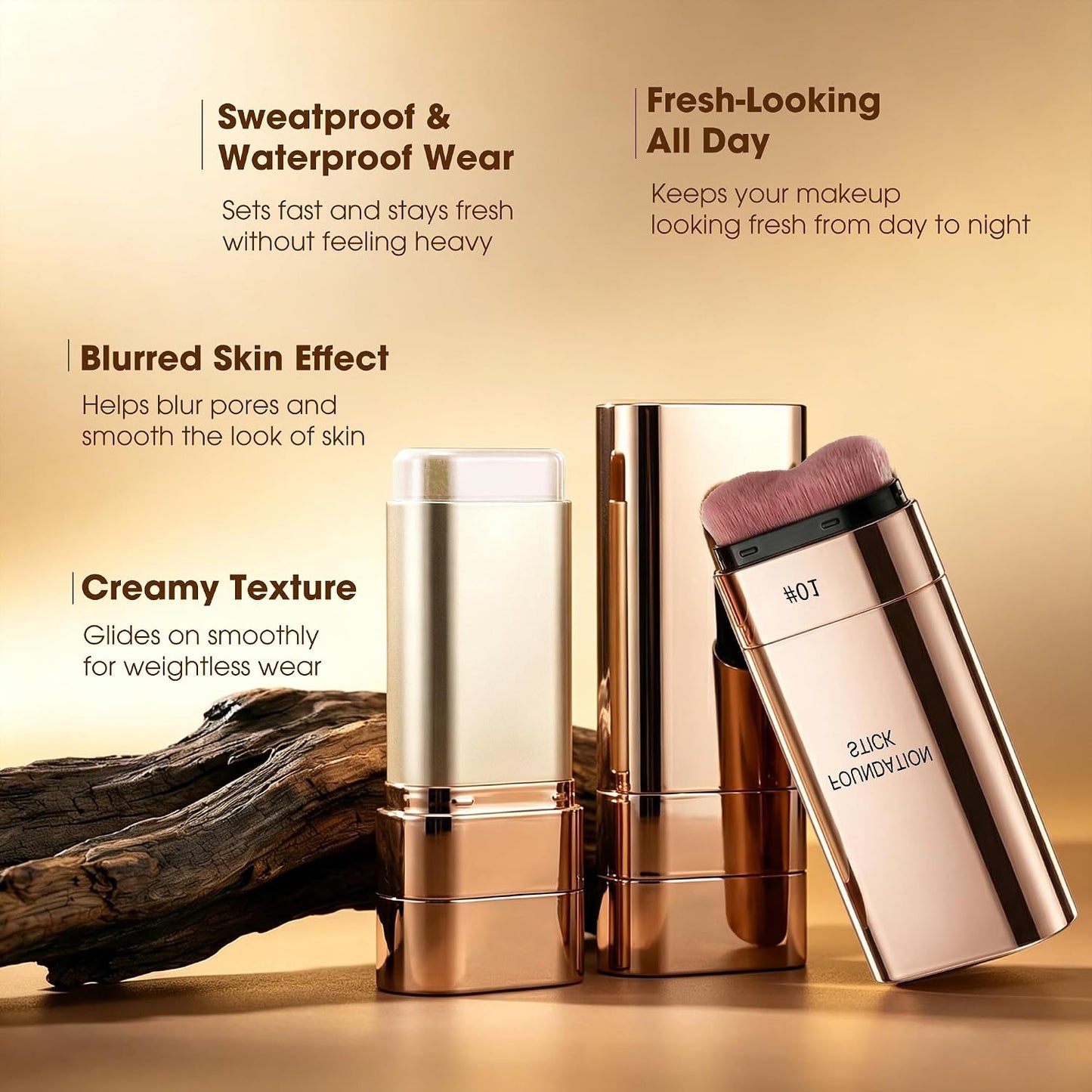 Luminous Dual-Ended Foundation Stick - Full Coverage Contouring & Concealer | Waterproof, Skin-Friendly, 01 Ivory