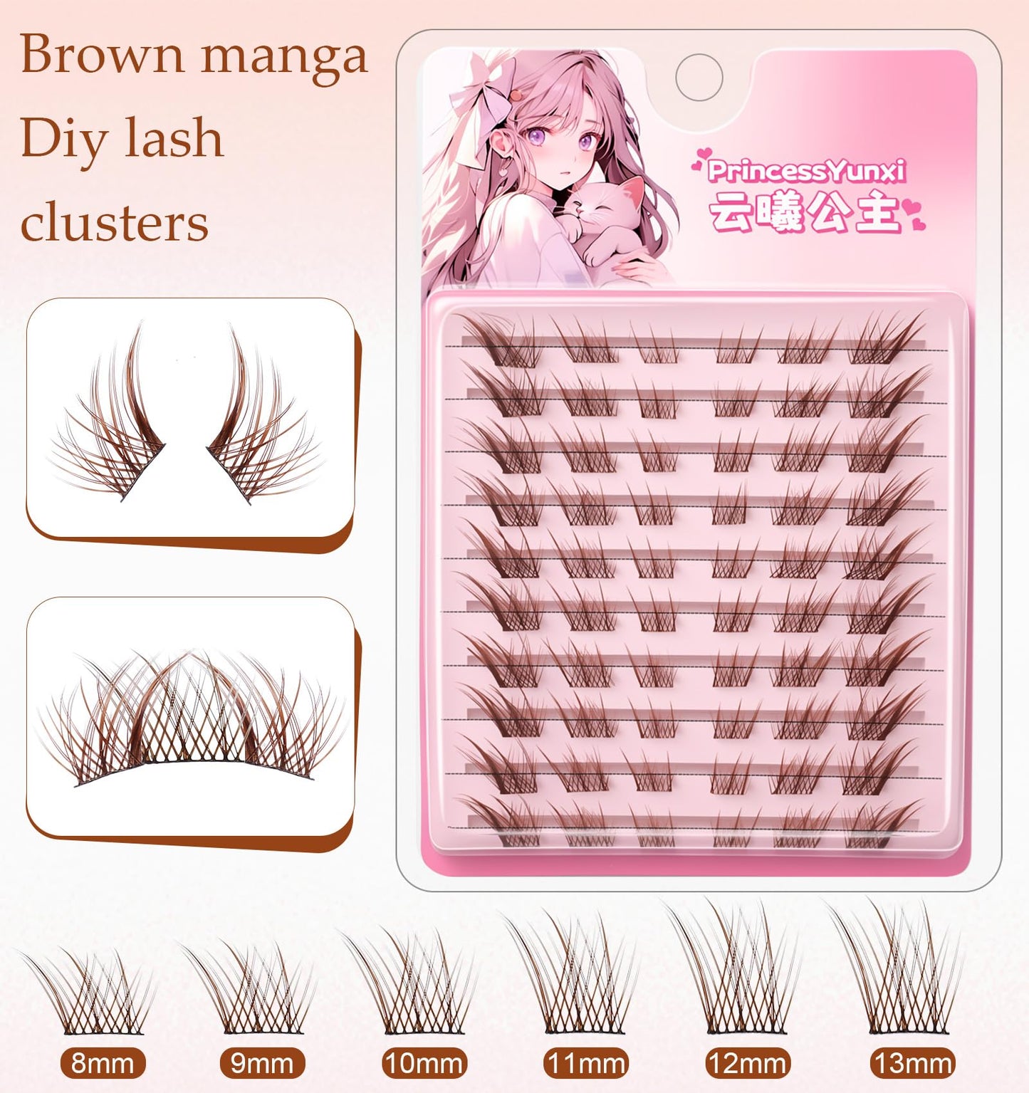 60 Pcs 8-13mm Eyelash Clusters, Manga Lash Clusters C Curl