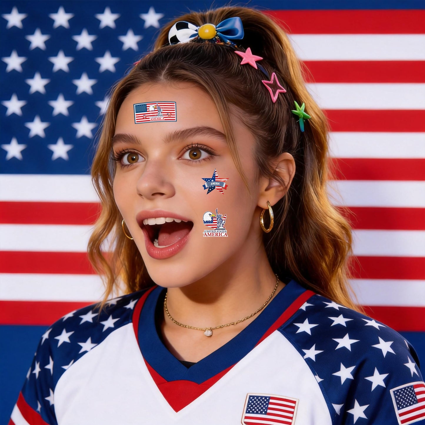 ZH BOCO ARTS 56Pcs Flag Temporary Tattoos Waterproof for World Cup 2026 Adults Kids, Patriotic Face Body Art Stickers for Football Fans Sports Events Parade Festival Party Supplies