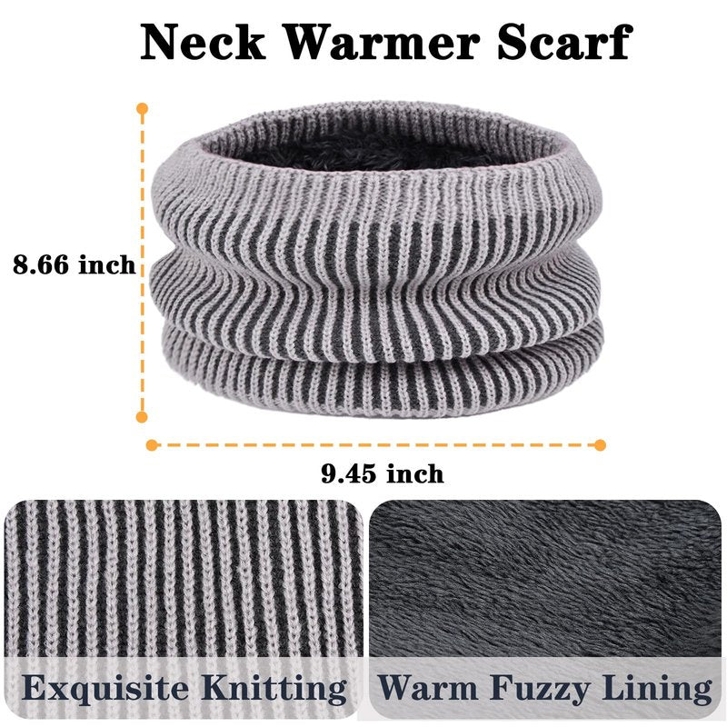 Winter Beanie Hats Scarf Gloves Set Slouchy Beanies Hat Knit Skull Cap Thick Neck Warmer for Men Women