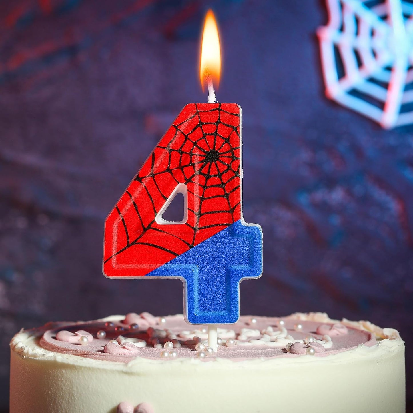 Number 4 Spider Birthday Candles - Fun 2.76 Inch Cake Decoration for Parties