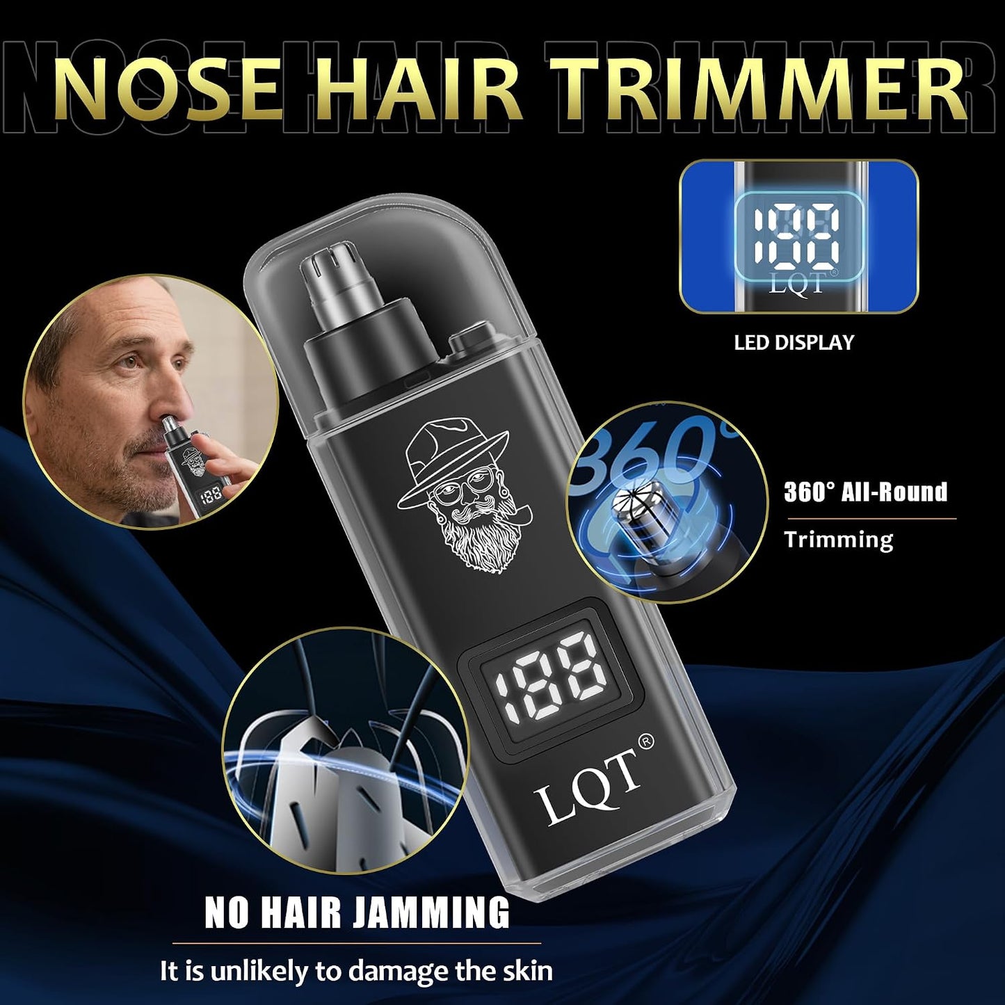 Hair Clippers for Men - Cordless Grooming Kit with LED Display | 4-Piece Rechargeable Set for Home Use (Black Gold)