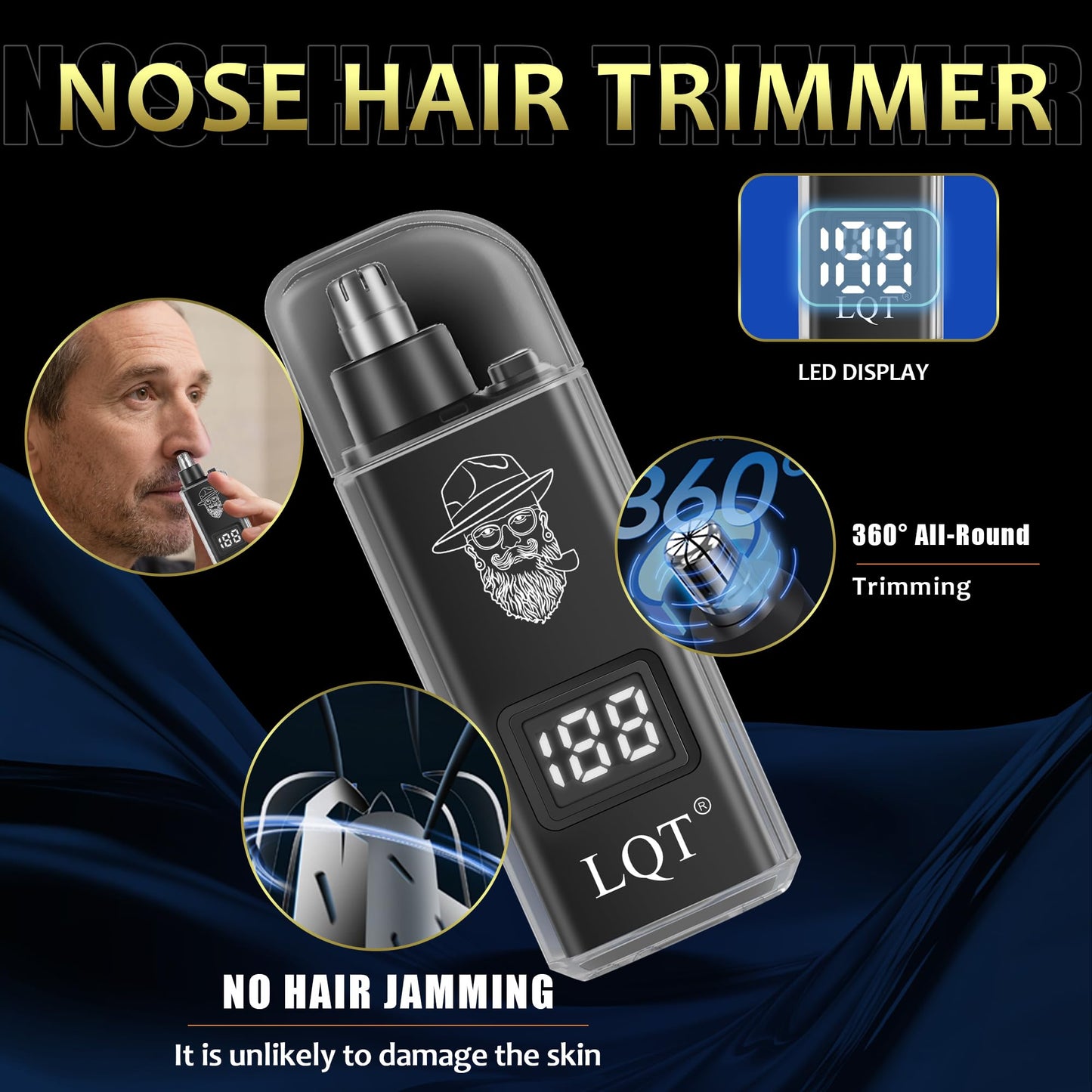 Hair Clippers for Men, with LED Display 4-Piece Cordless Grooming Kit with Hair Clipper, Beard Trimmer, Foil Shaver & Nose Trimmer, Complete Rechargeable Set for Home Barber Use (Black Gold)