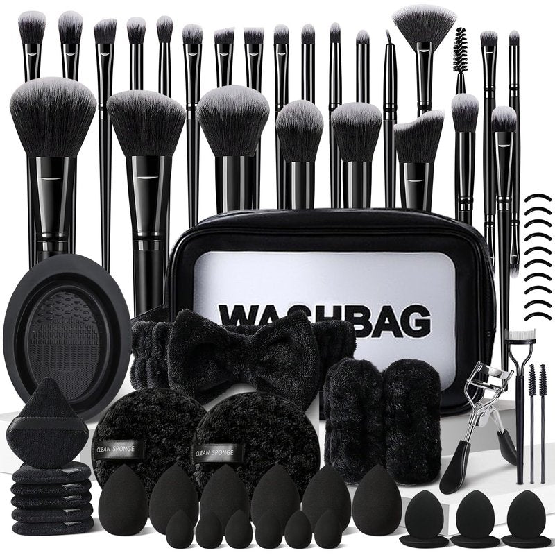 KUORYZAL Black Makeup Brushes Set Professional 70Pcs with Case Premium Synthetic for Foundation Concealer Blush Eyeshadow Powder Contour Makeup Brush Kit Face Eye Make up Brushes & Tools