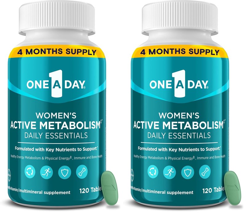 A Day Women's Active Metabolism Daily Essential,Multivitamin for Women,Metabolism Support,Vitamins for Women with All 8 B-Vitamins,Vitamin D,Magnesium & More,120 Count (Pack of 2)