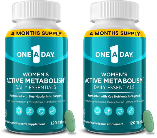 A Day Women's Active Metabolism Daily Essential,Multivitamin for Women,Metabolism Support,Vitamins for Women with All 8 B-Vitamins,Vitamin D,Magnesium & More,120 Count (Pack of 2)