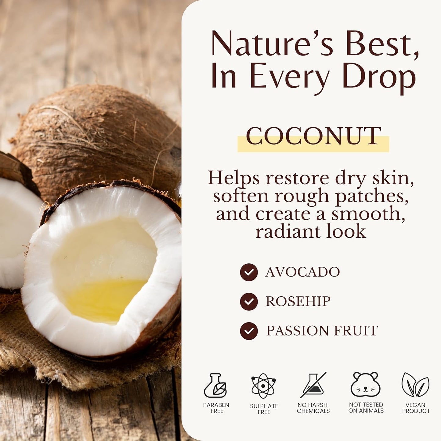 Tropical Coconut Massage Oil - Soothing & Hydrating Blend with Passion Fruit | 2-Pack