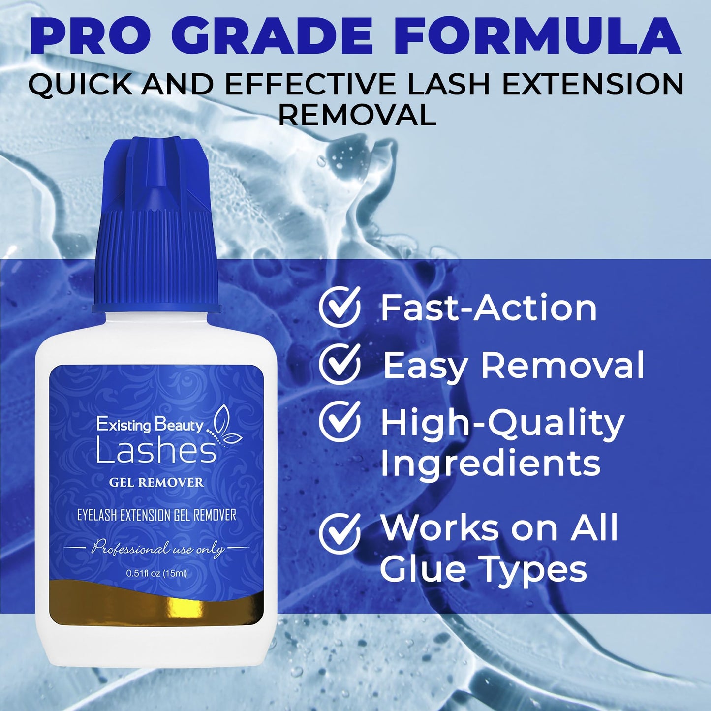 2 Pack Eyelash Extension Remover and Lash Remover for Lash Extensions - GBL Free Eyelash Glue Remover Dissolves Eyelash Extension Glue by Existing Beauty Lashes 15 ml ea