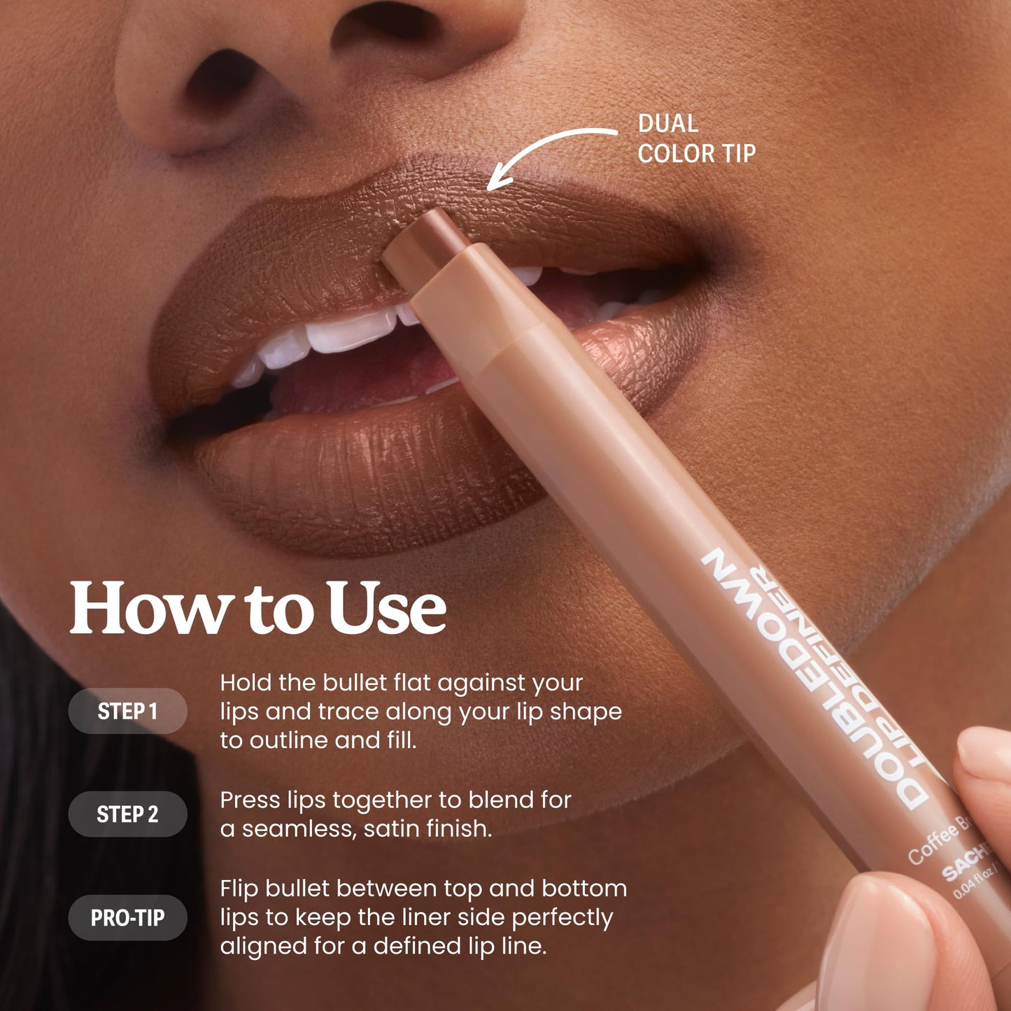 Sacheu DoubleDown Lip Definer — 2-in-1 Lip Liner & Balm — Long-Lasting K-Beauty Lipstick with Satin Finish, Avocado Oil & Vitamin E