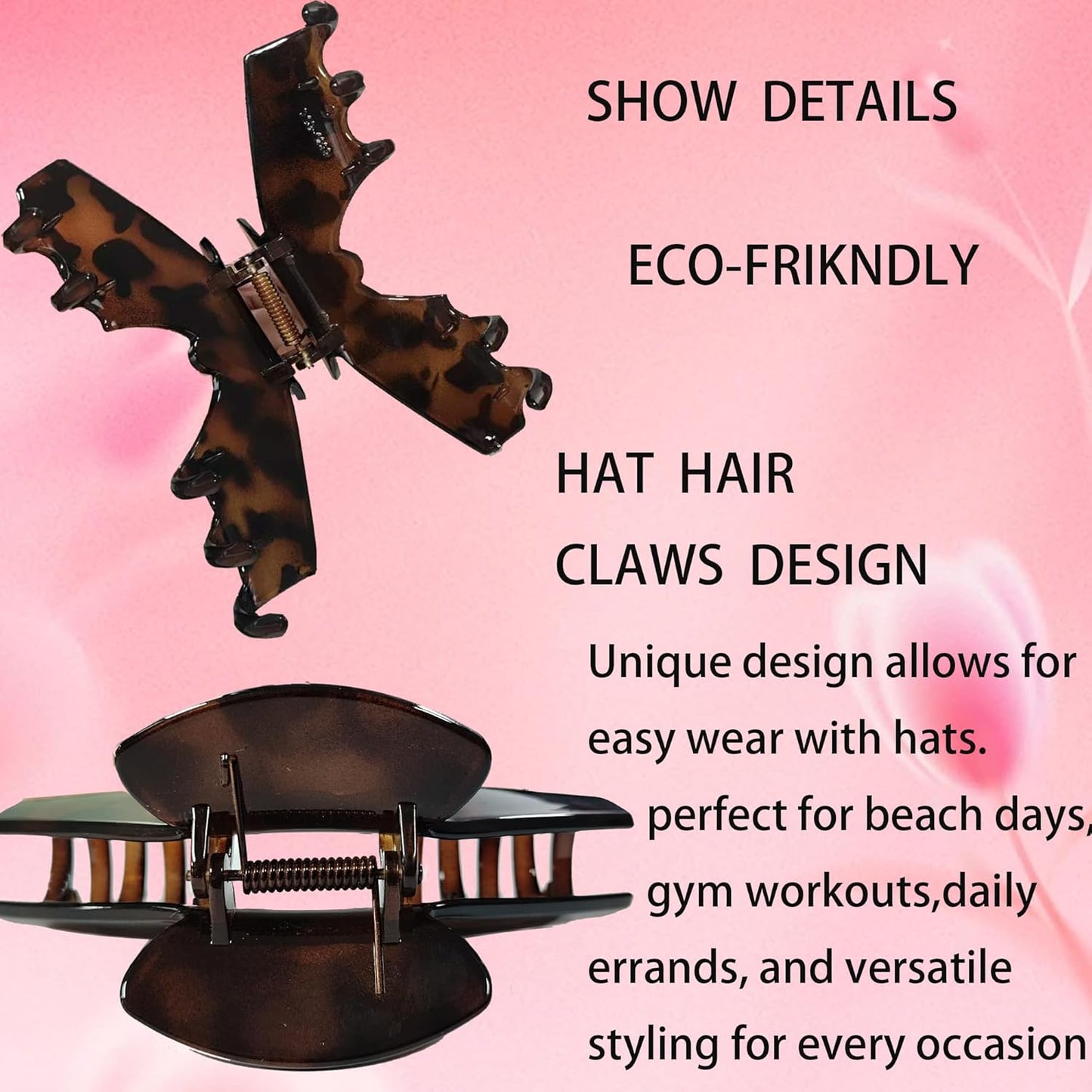 Large Hair Clips for Hats - 3PCS Non-Slip Baseball Hair Claw Clips | Strong Hold for Long Thick Hair