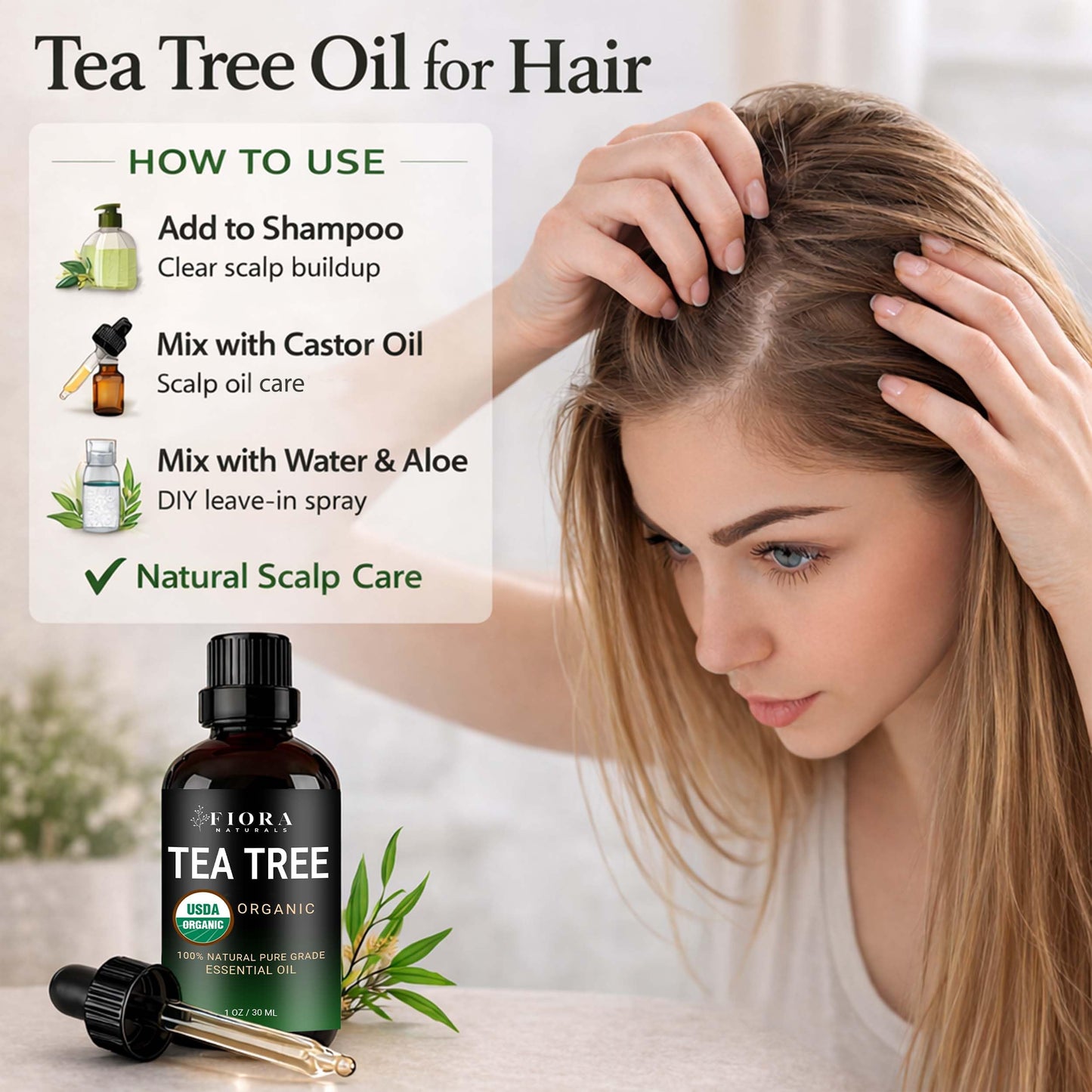 Fiora Naturals Tea Tree Oil, 100% Pure Organic Tea Tree Essential Oil 1 oz
