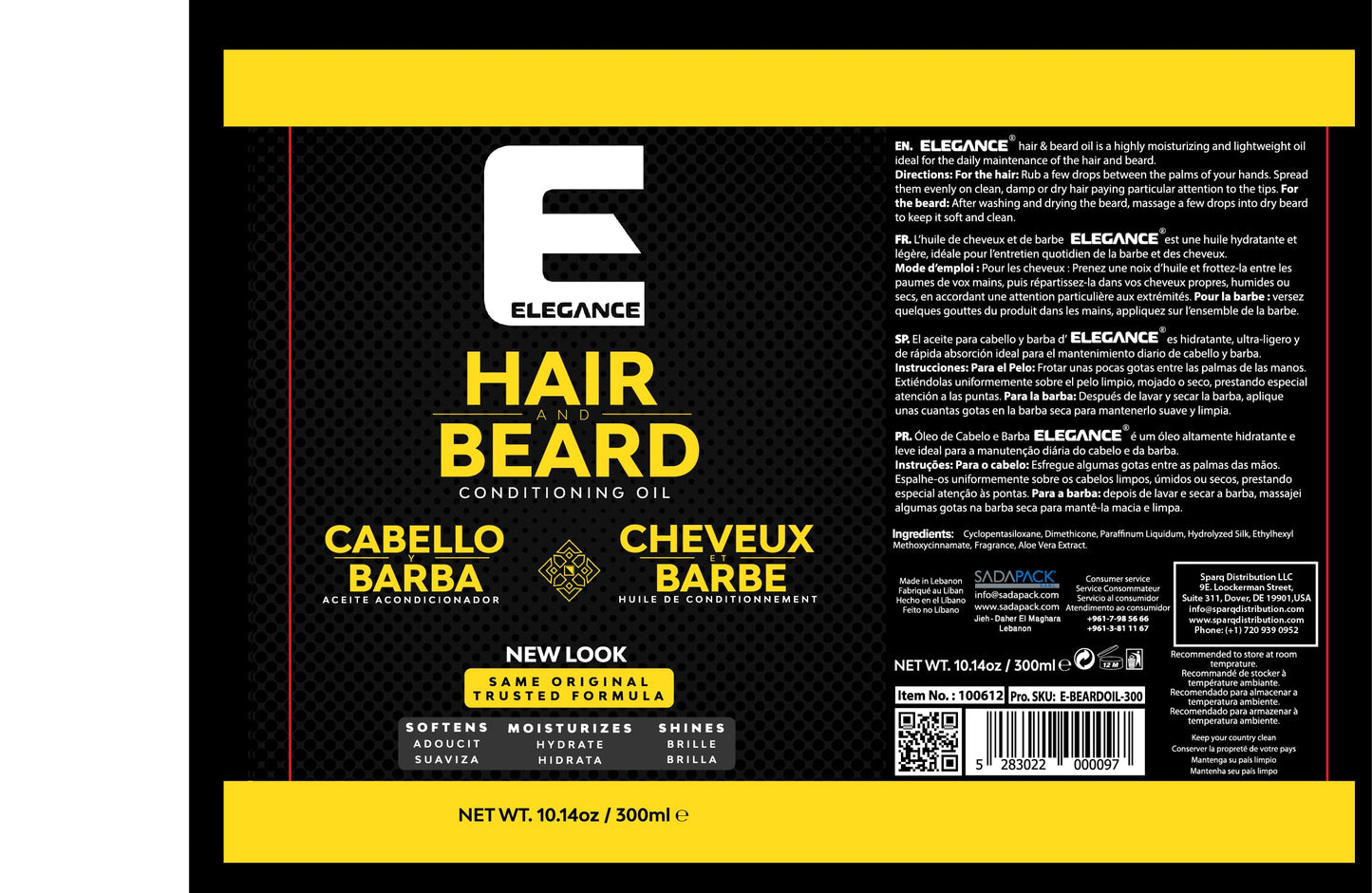 E Elegance Hair & Beard Conditioning Oil - Highly Moisturizing And Lightweight Beard Conditioner For Men, Great Smell, 3.38 Oz