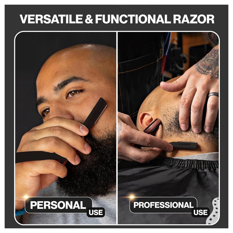 GRAVITY RAZORS Professional Straight Razor Kit – Ultra Exposure, Includes 10 Premium Blades, 2mm Exposed, Matte Black
