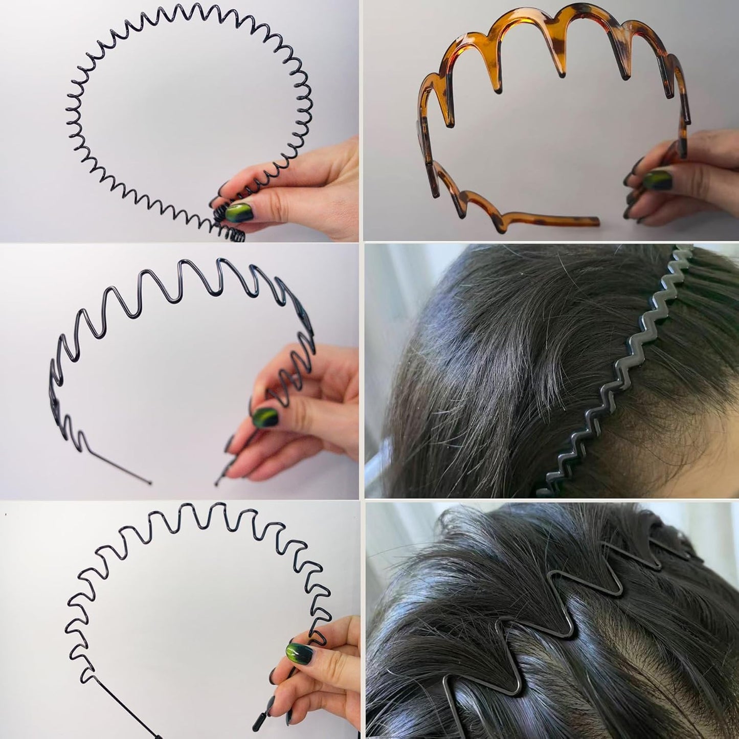 Zig Zag Headbands for Women & Men - Non-Slip Hair Accessories | 6PCS Plastic Bands with Teeth for All Occasions