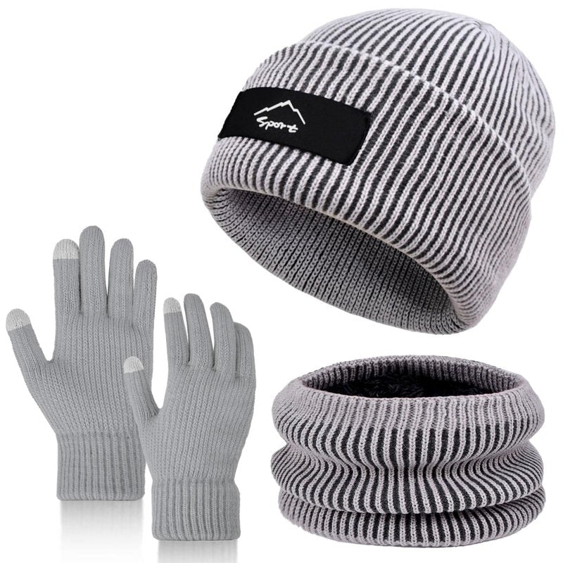 Winter Beanie Hats Scarf Gloves Set Slouchy Beanies Hat Knit Skull Cap Thick Neck Warmer for Men Women