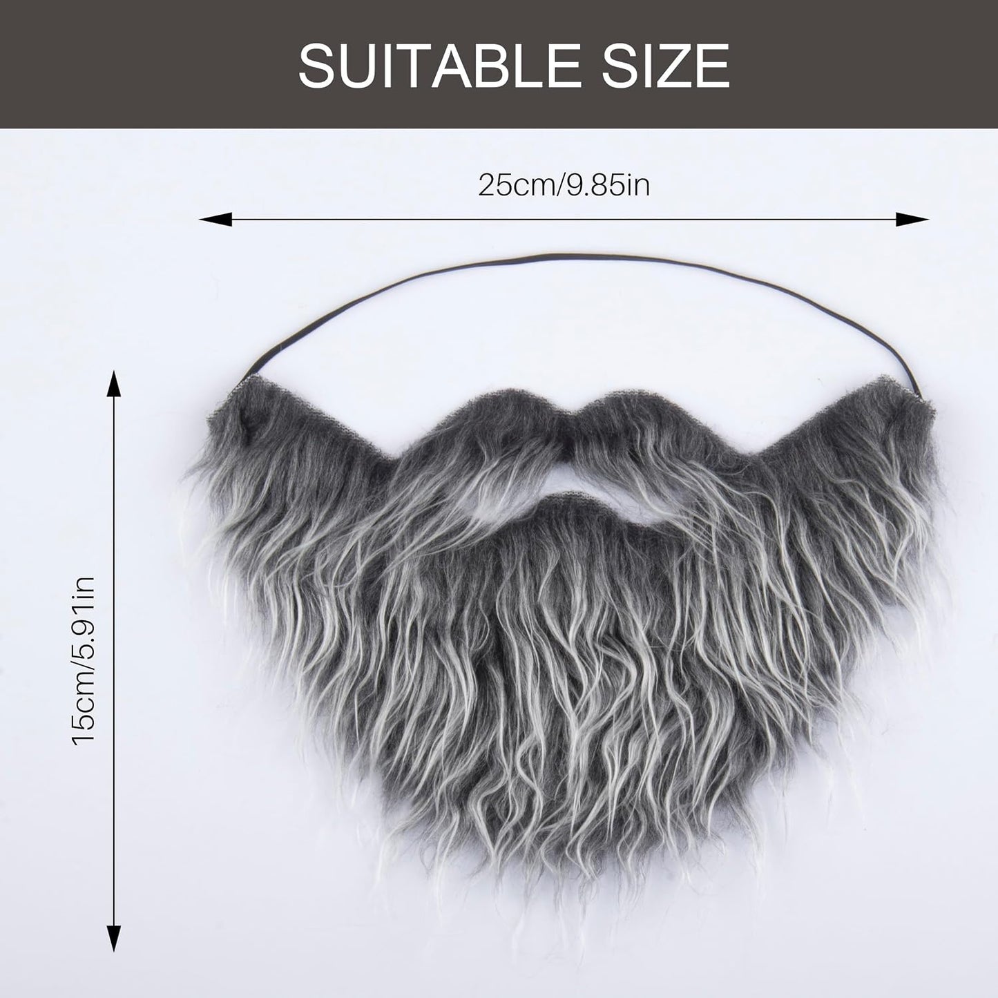 Fake Beard and Mustache for Men - Elastic Band Cosplay Facial Hair | Halloween Costume Accessory
