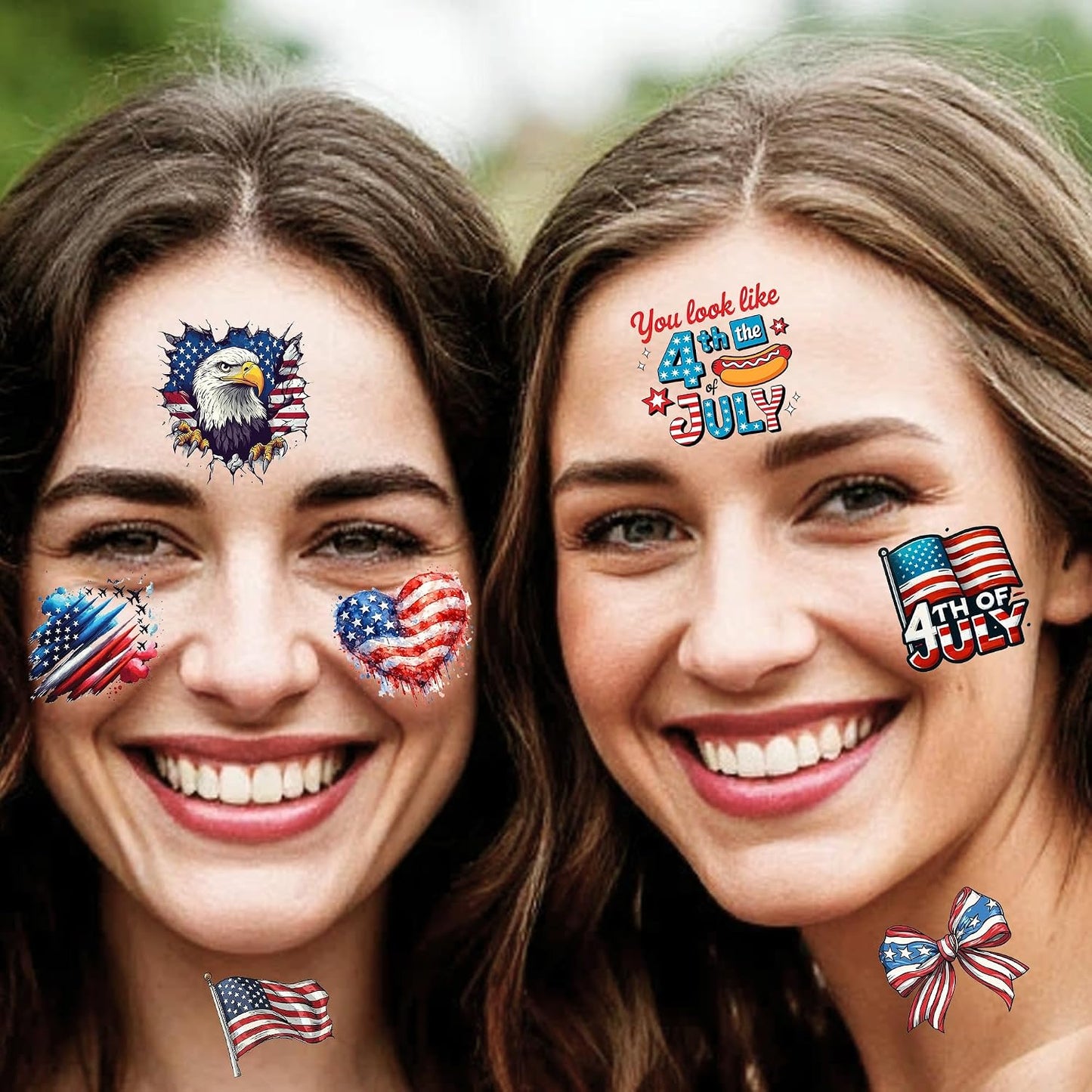 American Patriotic Temporary Tattoos - 49 PCS Red, White & Blue USA Flag Designs for 4th of July Celebrations | Party Favors & Decorations