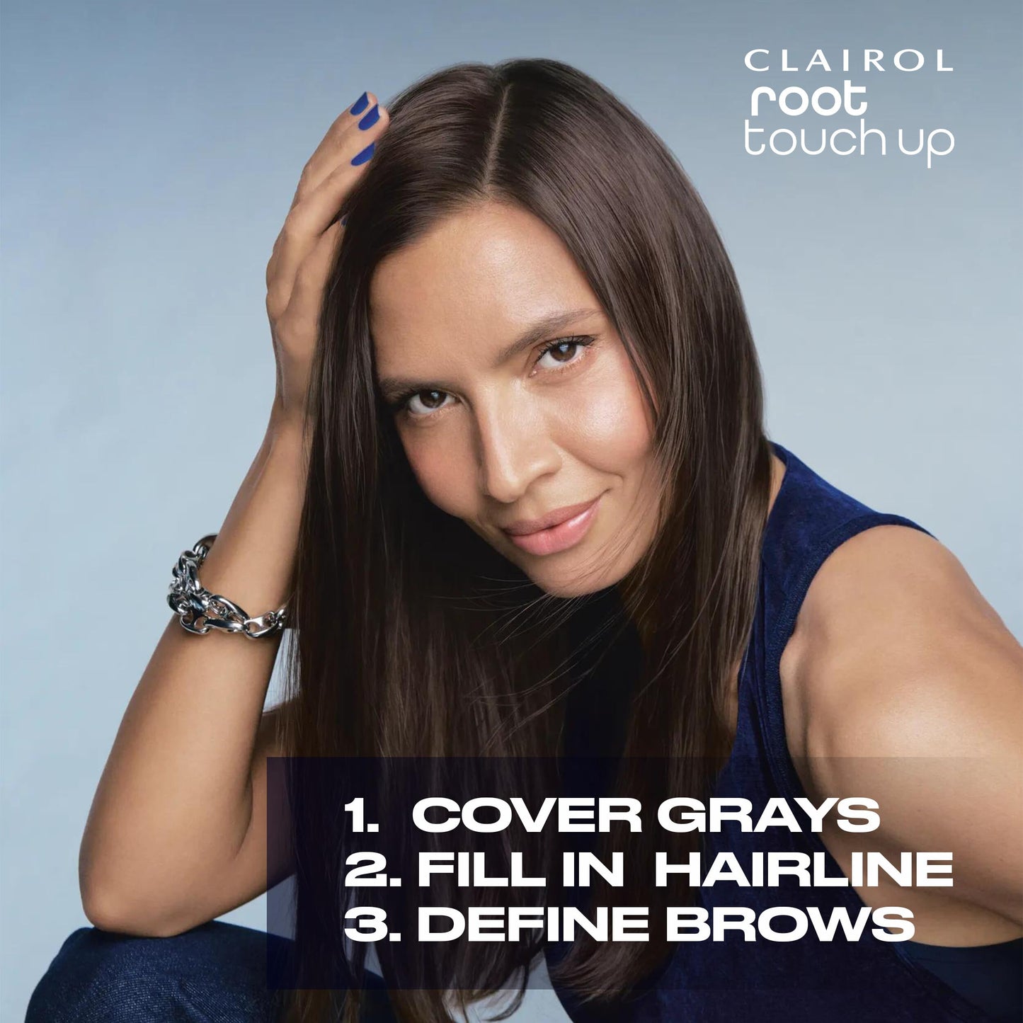 Clairol Root Touch-Up Temporary Concealing Powder, Black Hair Color | Ammonia Free | Instantly Cover Roots + Define Eyebrows | On-the-Go Compact with Mirror and Application Brush | Pack of 1