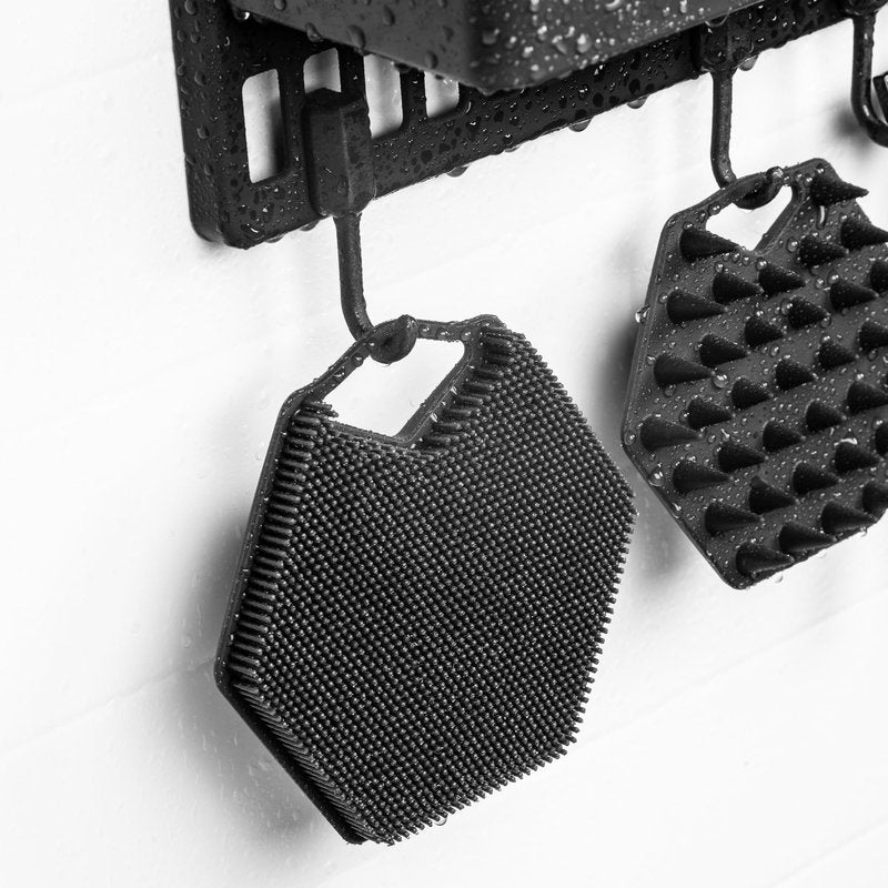 TOOLETRIES The Tool Wall Shower Caddy Bathroom Storage Shelf with Hooks - Wall-Mounted Shower Organiser and Storage with Reusable Adhesive, Store up to 5kg, No Drilling, No Nails, Charcoal