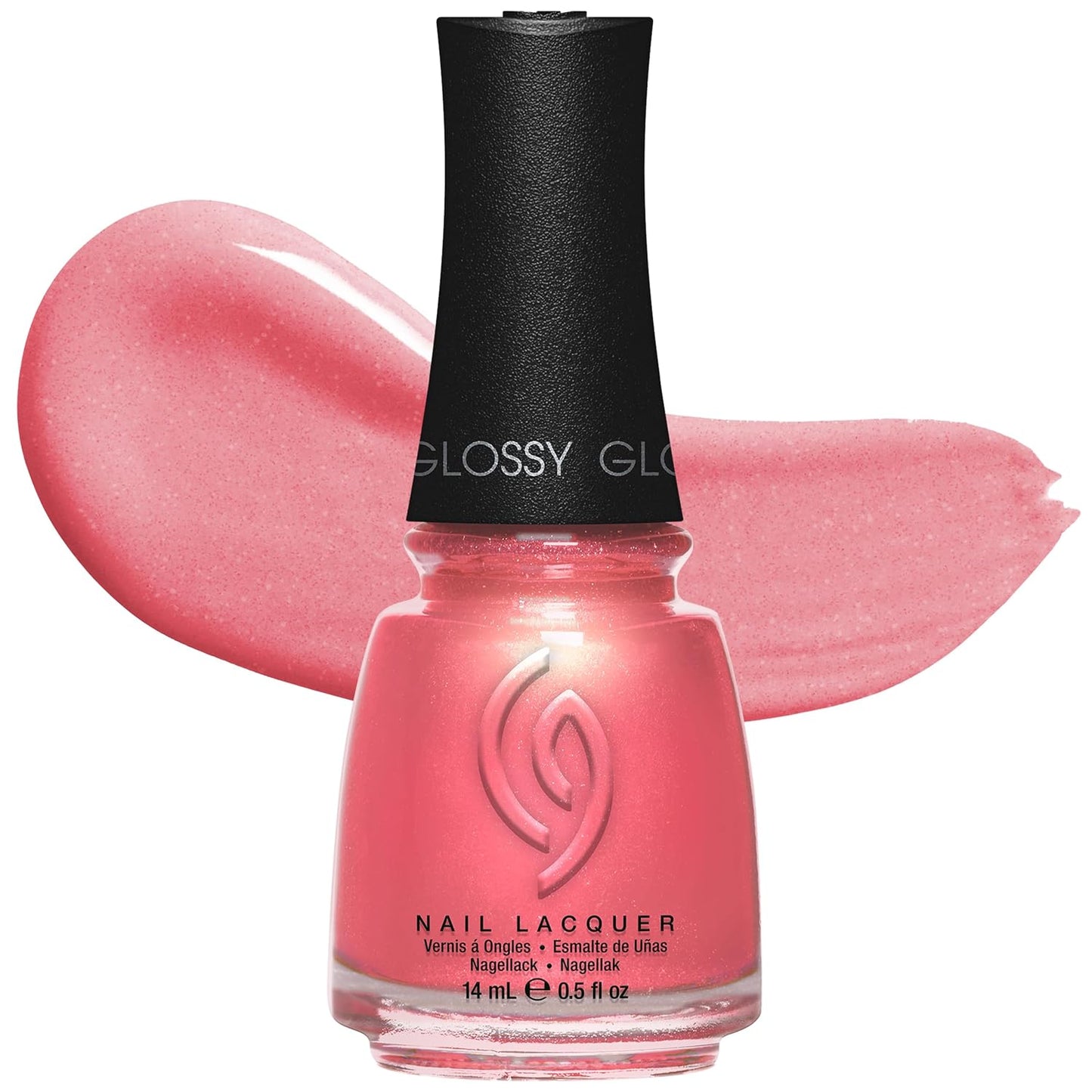 China Glaze Nail Lacquer - Moment in the Sunset Coral Pink Polish | Quick Dry, Chip Resistant, Shimmer Finish, 0.5 fl oz