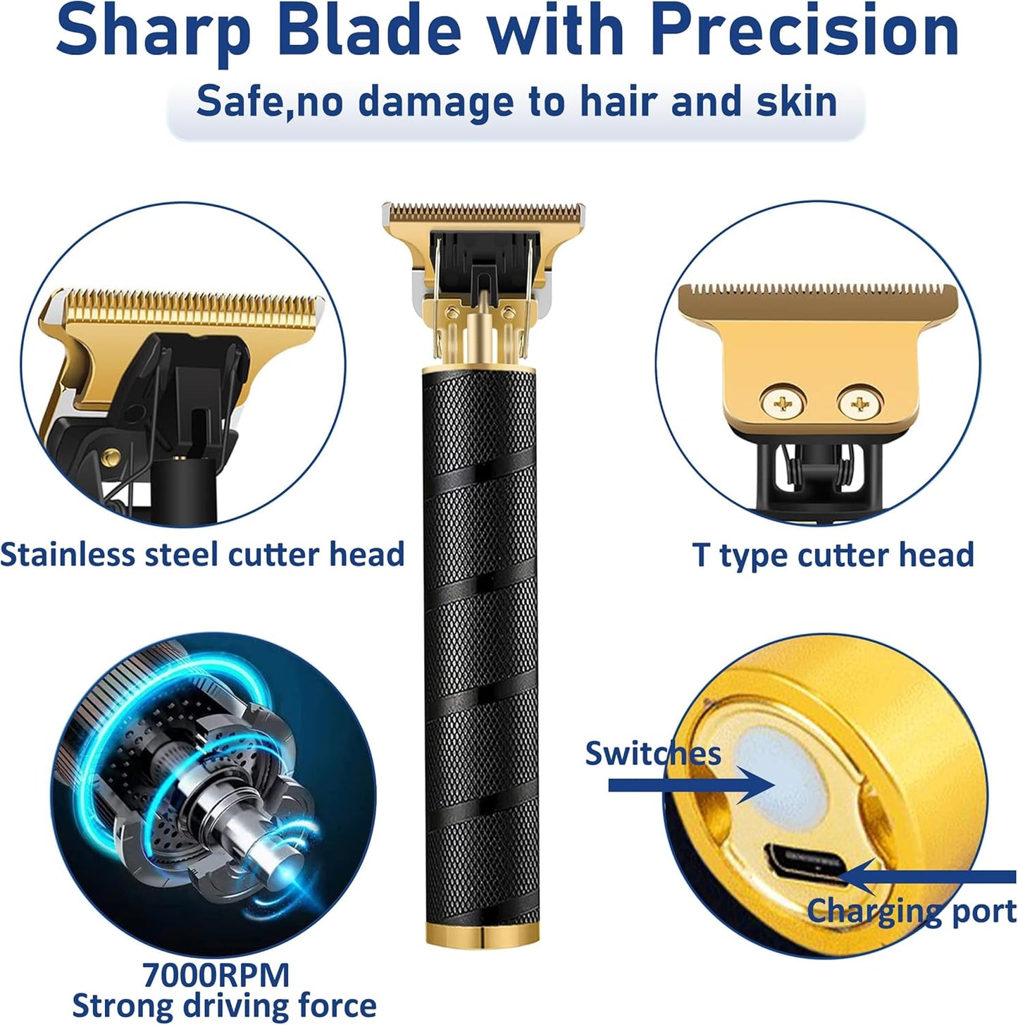 Cordless Hair Clipper & Beard Trimmer - Rechargeable T-Blade Grooming Kit for Home & Travel | Perfect Gift for Men