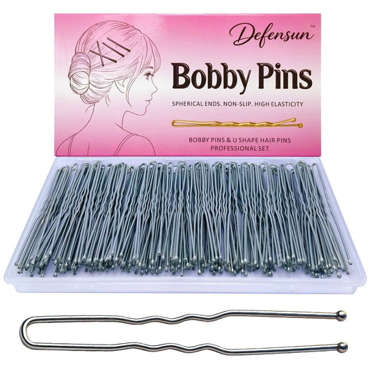 DEFENSUN 150 Pcs Silver U-Shaped Hair Pins, 2.75 Inch Strong Hold Bun Pins for French Twists, Non-Slip Premium Hairpins with Storage Box for Women Girls Thin Thick Hair Updo Braid Wig