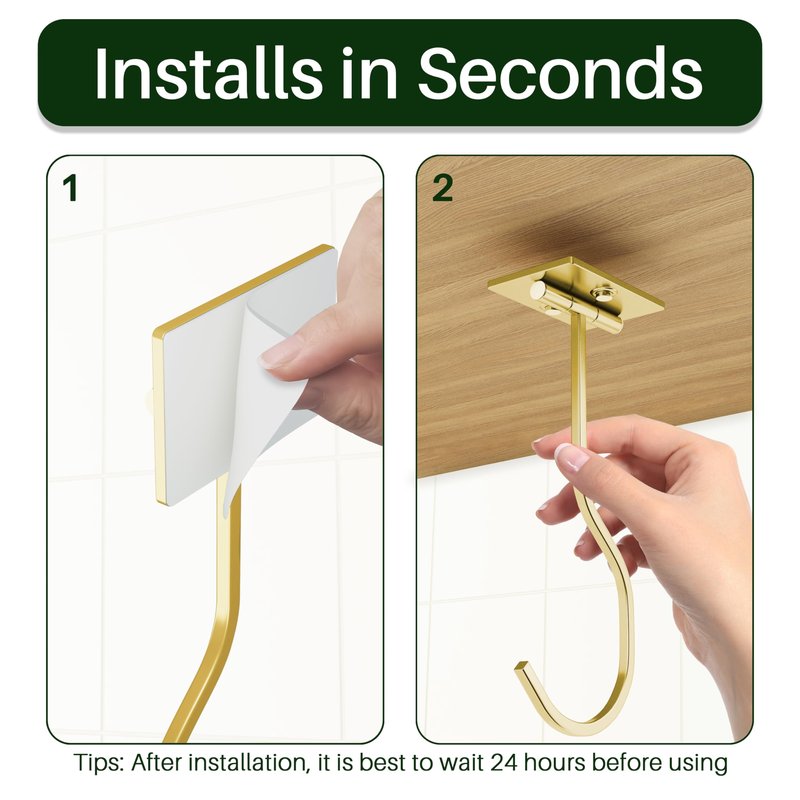bussdis Adhesive Banana Hook Under Cabinet: 2-Pack Foldable Metal Banana Hanger, Space-Saving Under Counter Banana Holder for Kitchen & RV, Gold
