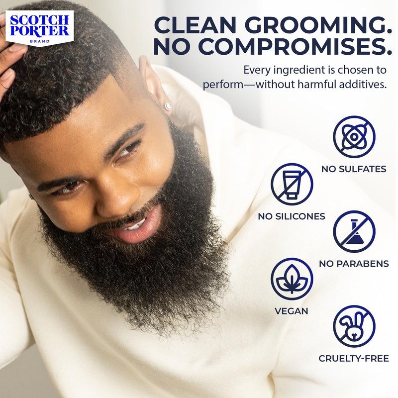 Scotch Porter Moisturizing Beard Wash – Cleanse, Refresh, Hydrate & Soften Coarse, Dry Facial Hair while Protecting Skin for a Fuller-Looking Beard – Original Scent, 8 oz. Bottle