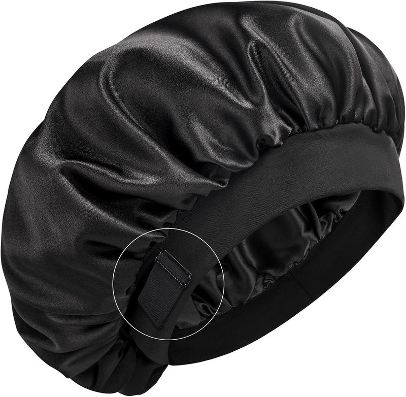 Real Mulberry Silk Bonnet - Double Layer Adjustable Sleep Cap for Women & Men | Non-Slip Design