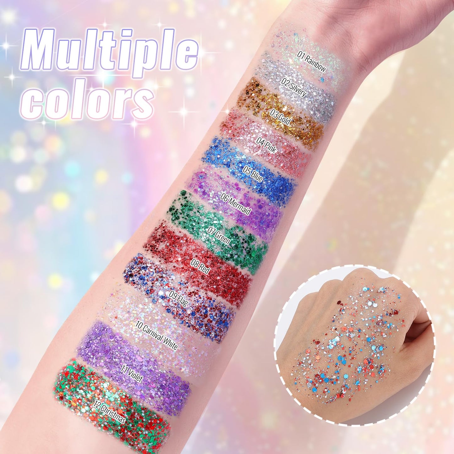 CAHOTO Flag Face Body & Hair Glitter Stick for Independence Day, 4th of July Red White Blue Glitter Gel for Women, Patriotic Pride USA Flag Sparkling Sequins for Memorial Day Festival Party, 0.56oz