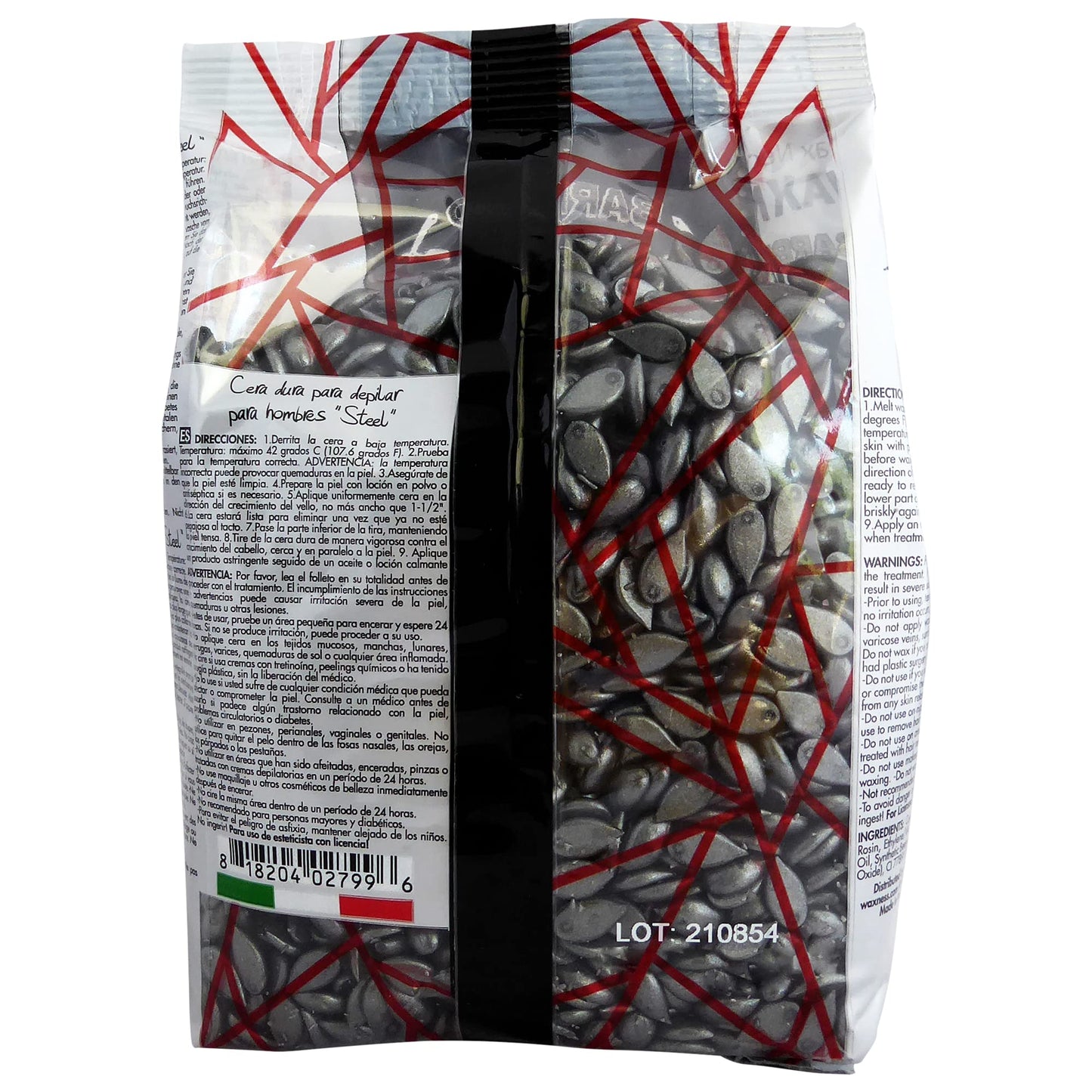 Waxness Barbero Steel Hard Wax Beads 1.1 lb (500 g) – Stripless Hard Wax for Men’s Grooming, Effective on Coarse Hair, Smooth Application, Professional Use – Made in Italy