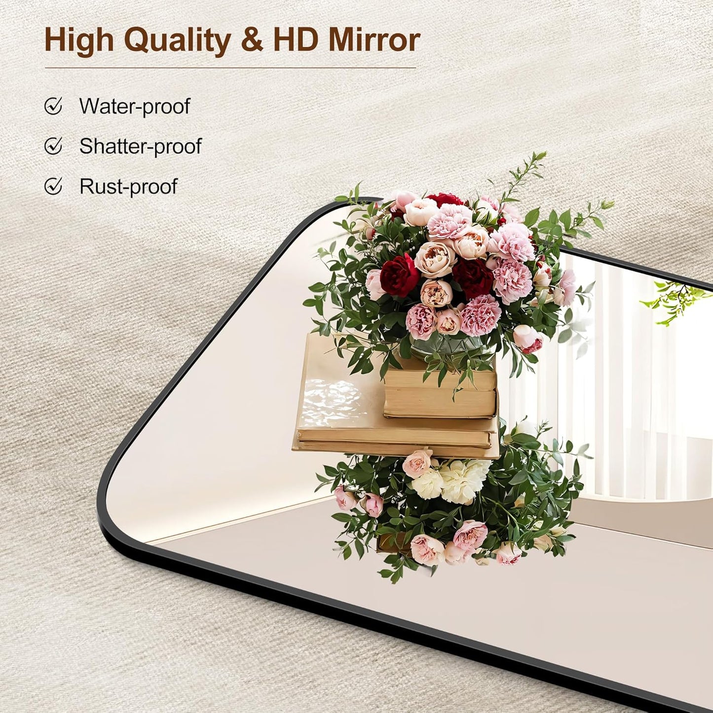 Bathroom Mirror - 30x30 Inch Black Square Wall Mounted Design | Thin Frame for Vanity, Entryway, Living Room, Bedroom
