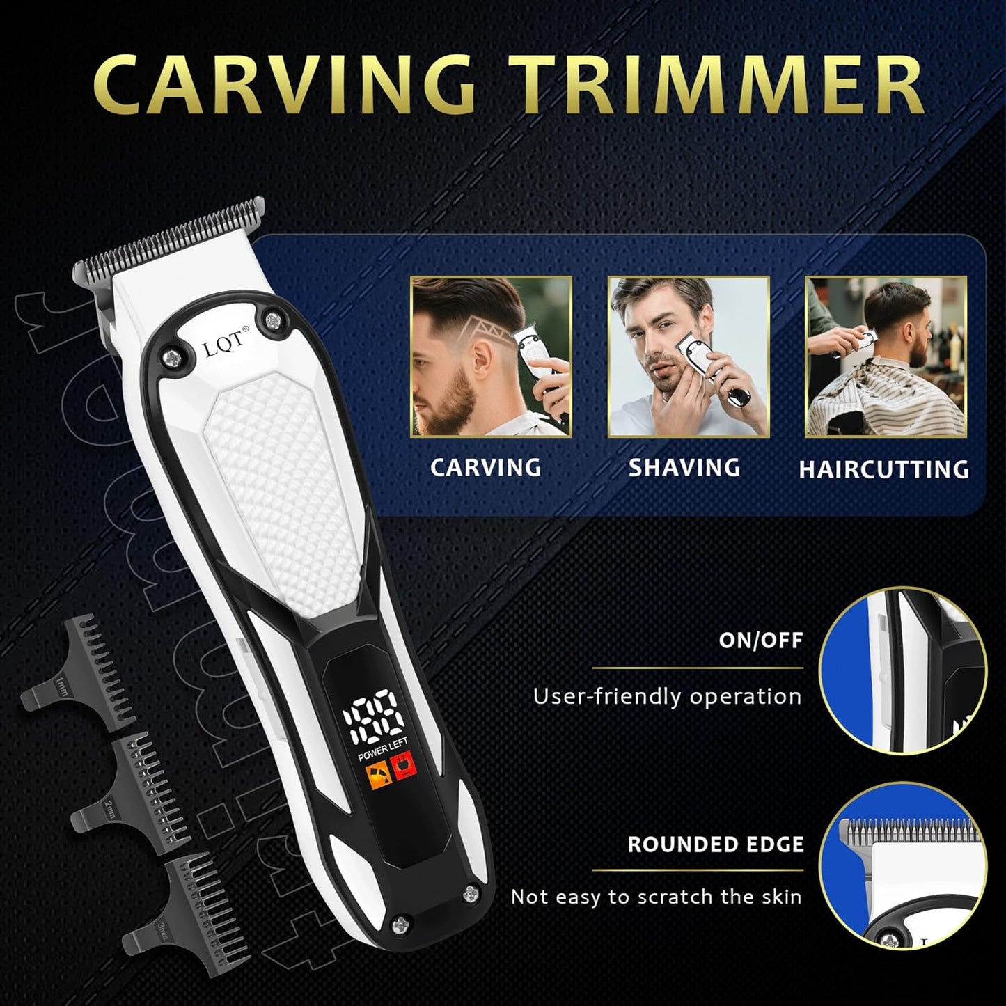 Hair Clippers for Men - 4-in-1 Cordless LED Display Set | Professional Beard Trimmer, Foil Shaver & Nose/Ear Hair Trimmer