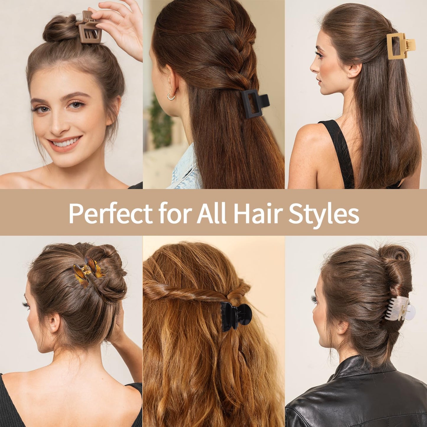 Medium Hair Clips for Women | 12-Pack Small Claw Clips for All Hair Types - No Slip, Double Row Design