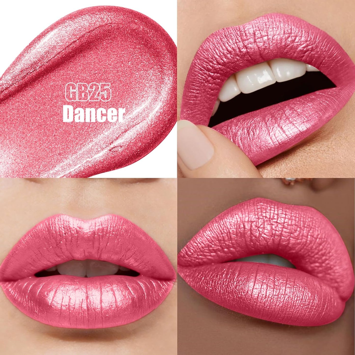 Pink Metallic Lipstick & Lip Liner Combo - Waterproof, Smudgeproof Shimmer Finish | Long Lasting Nude (GB24 Mauve Babe)
