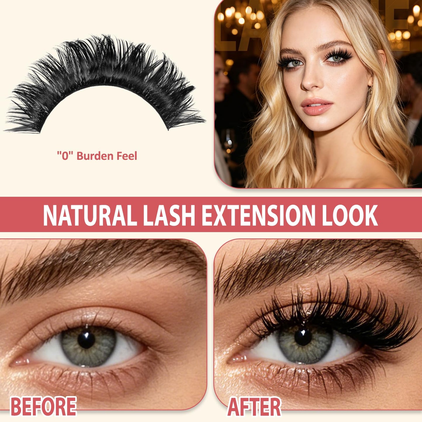 LAVONE Lash Clusters Kit, 168Pcs Waterproof D Curl 8-18mm Individua Lashes