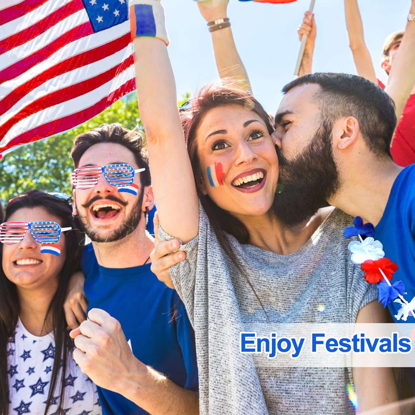 2pcs Patriotic 4th of July Face Paint, Red White & Blue USA American Flag Face Paint Stick Softball Baseball Face Paint Sports Events & Independence Day Stuff for Athletes Men Women Kids