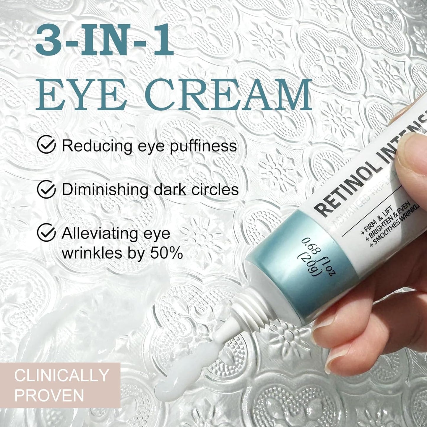 Eye Cream for Dark Circles & Wrinkles - Anti-Aging Formula with Retinol & Hyaluronic Acid | Non-Greasy, Firming Treatment