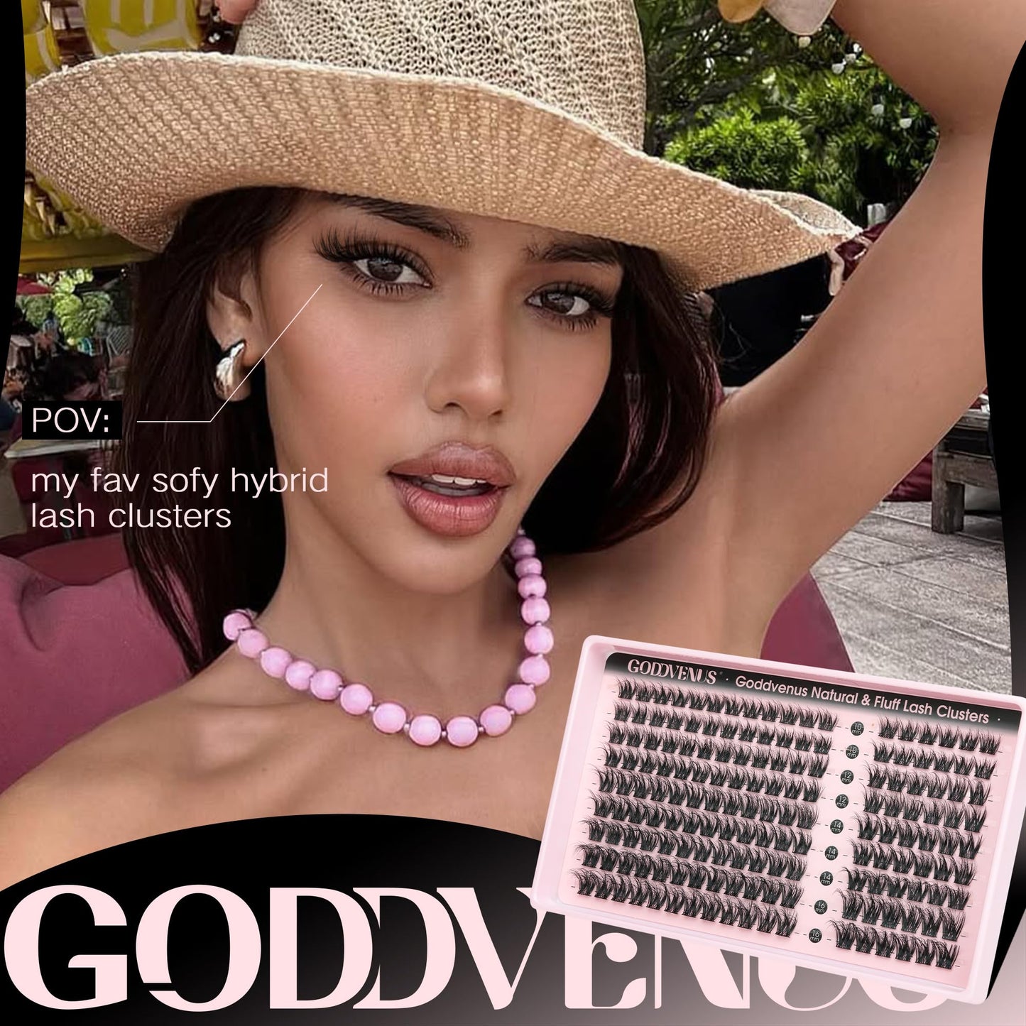 Goddvenus Natural Lash Clusters Wispy Cluster Eyelash Extensions, Fluffy DIY Lash Extension Natural Look False Eyelashes, D Curl Individual Lashes (D Curl 162pcs)