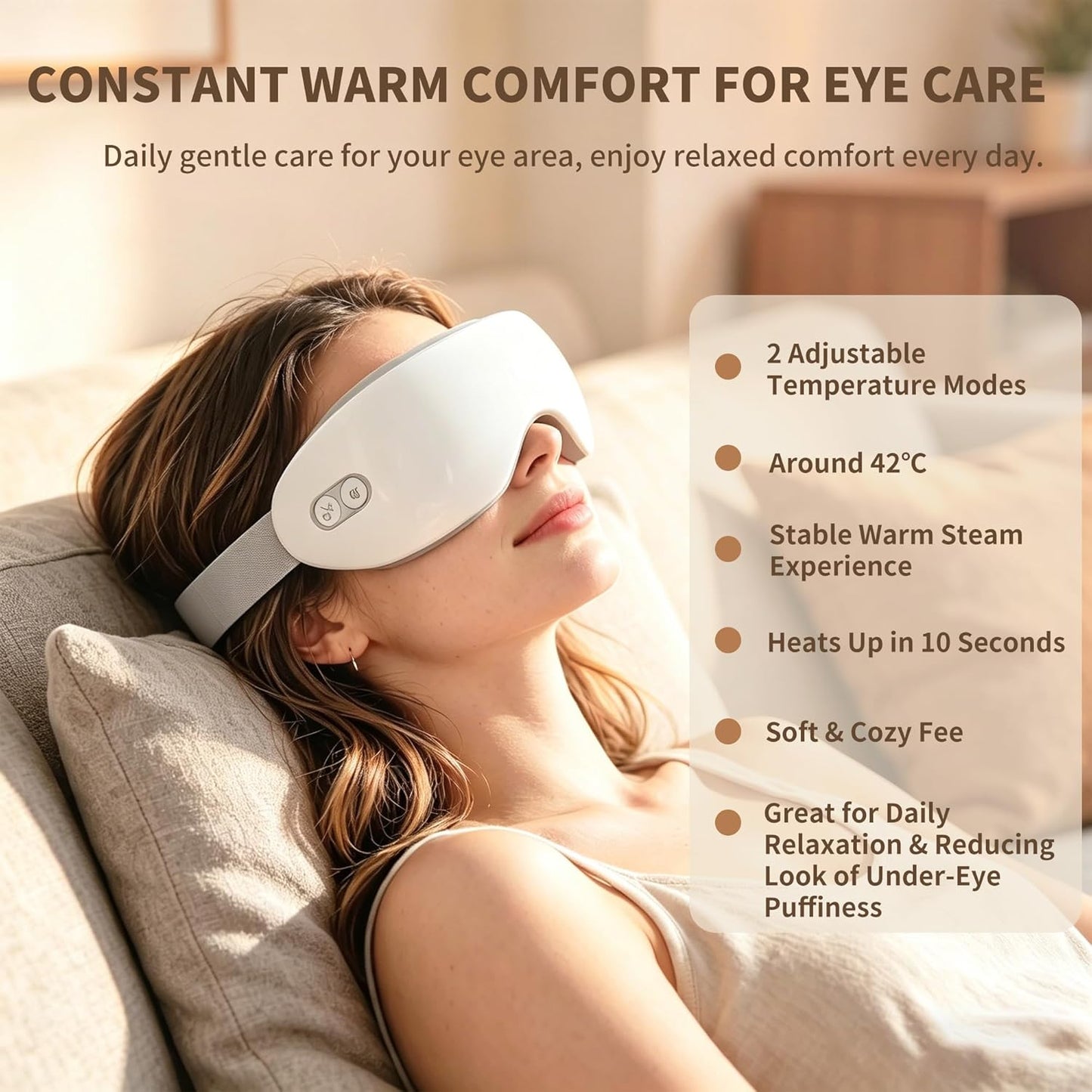 Steam Therapy Mask - Adjustable Eye Steamer with Heat & Nano Mist | Moisturizing Eye Mask for Dry Eyes