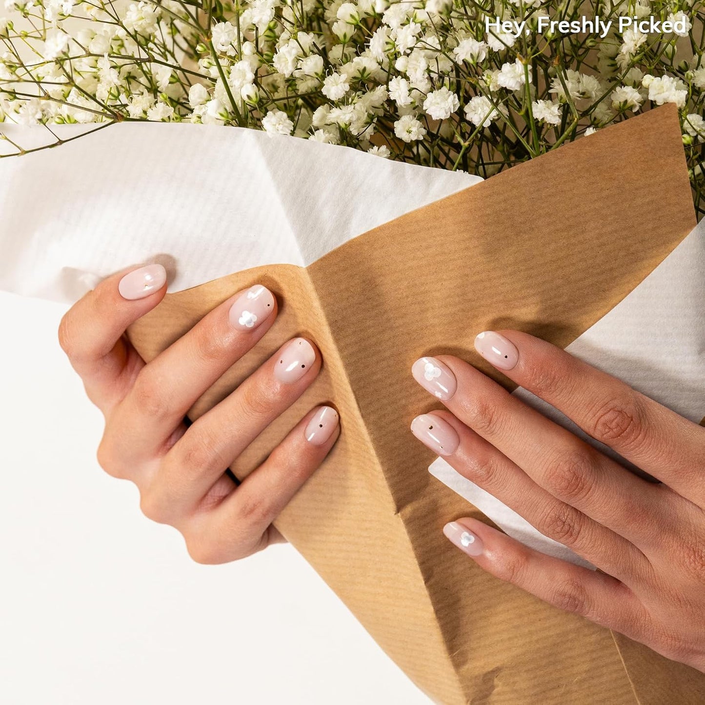 Semi Cured Gel Nail Strips - Pink Solid | No LED Lamp Needed, Easy Apply & Remove | 28 Strips, Prep Pads, Nail File & Stick