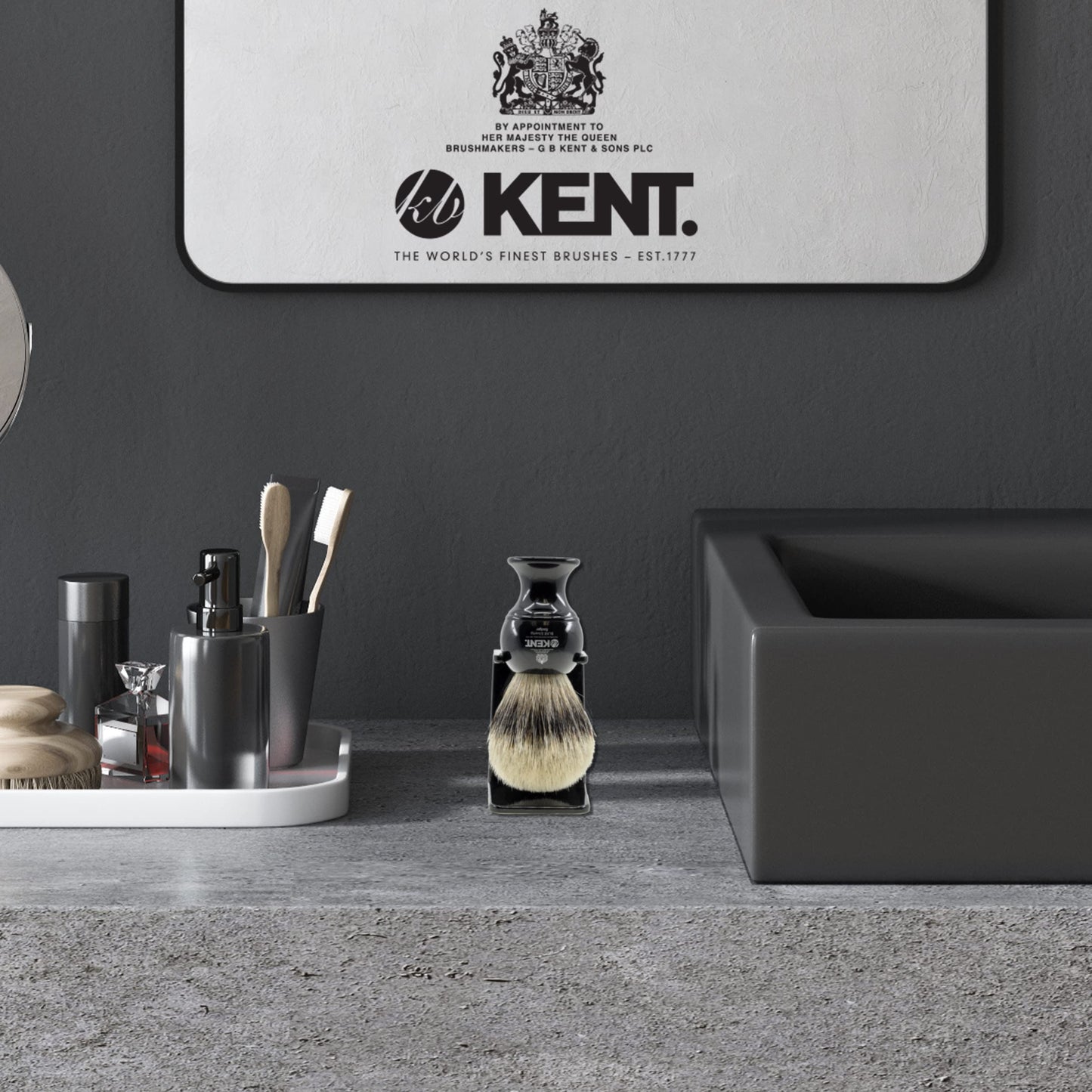 KENT VSB2 Large Black Plastic Shaving Brush Stand for Hang Drying your Shave Brush. Essential Part of Any Men's Shaving Kit, Extends Natural Bristle Brushs Life