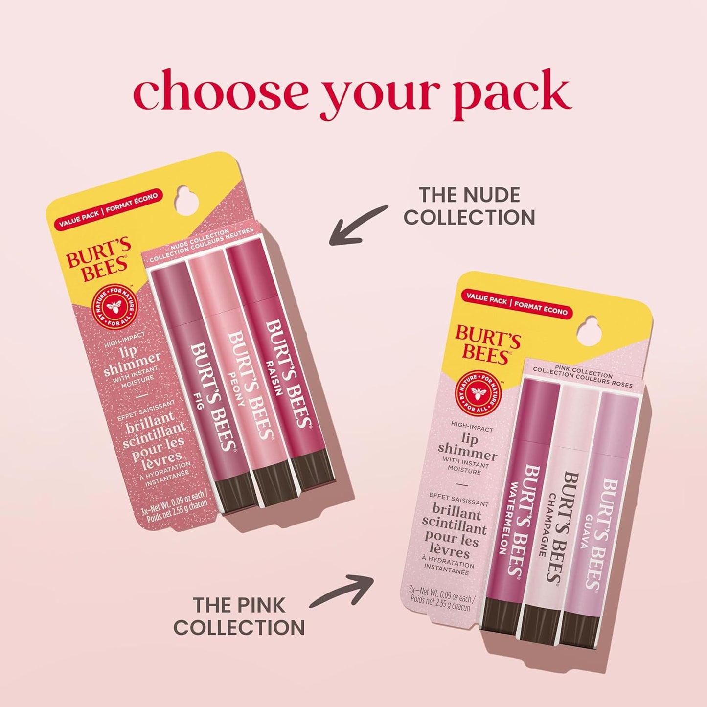 Burt's Bees Lip Shimmer - Tinted Lip Balm Stick for All-Day Hydration | 3 Warm Shades, 0.09 Oz Each